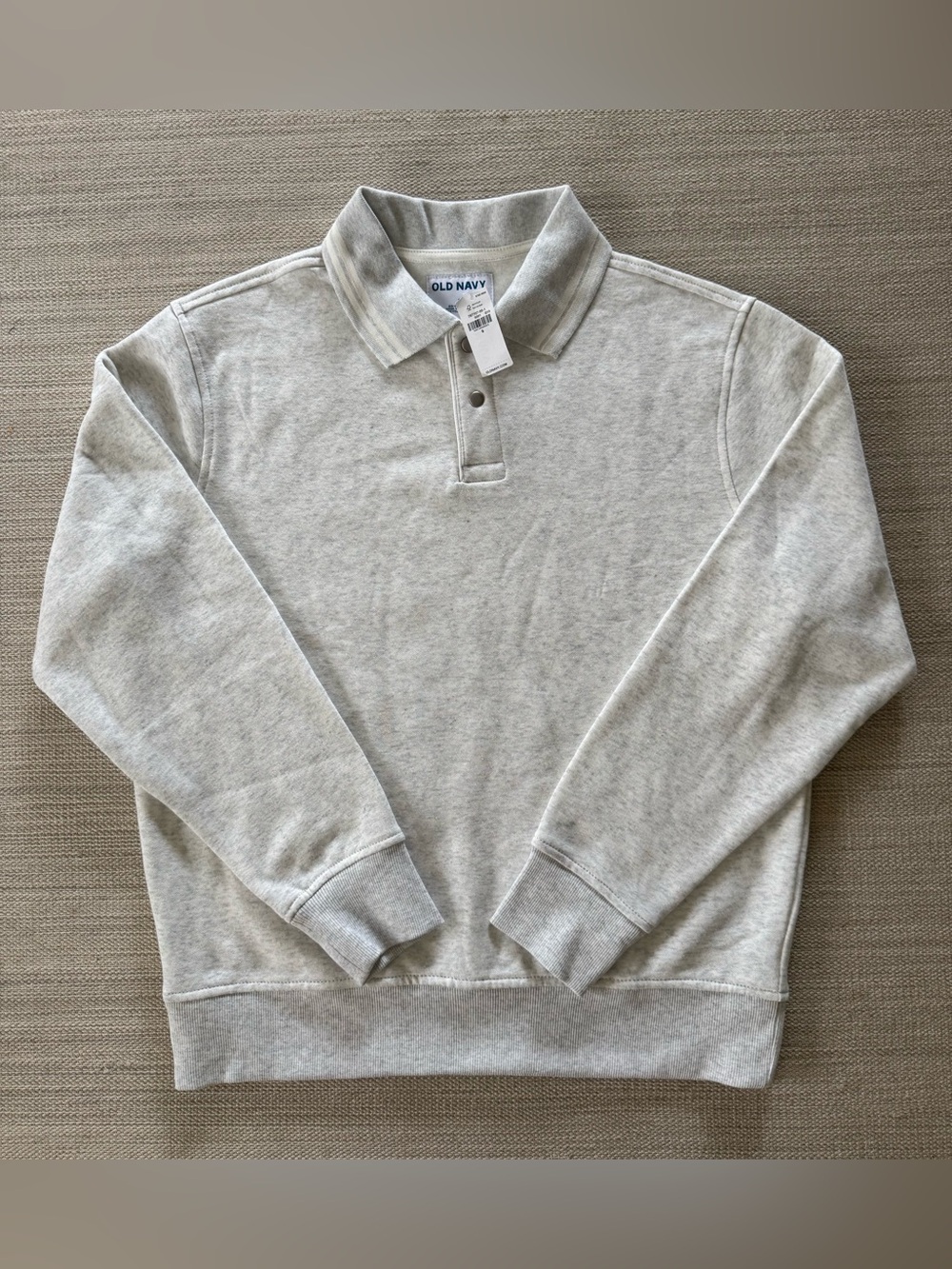 Old Navy‎ light gray polo collar long sleeve fleece pullover sweatshirt men’s S